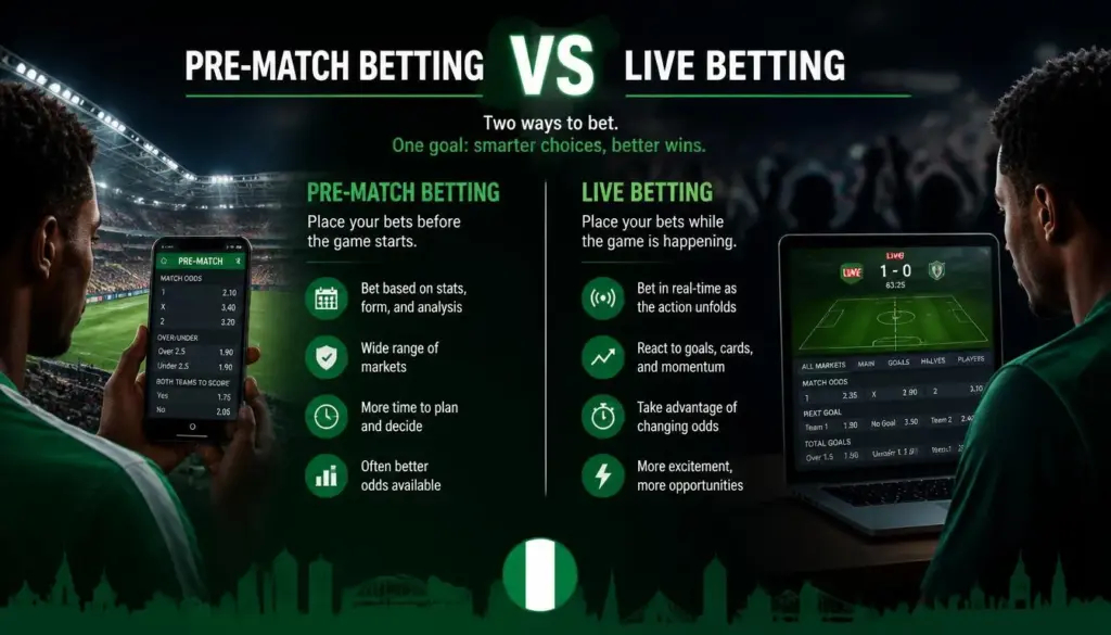 Sports betting prematch live betting illustration